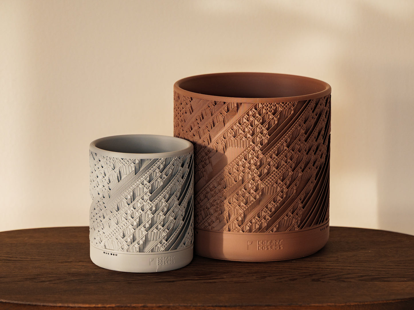 FRACTO Geometric Planter (4” & 7”) | 3D Printed Modern Pot with Drainage and Saucer | Minimalist Sculptural Indoor Plant Pot