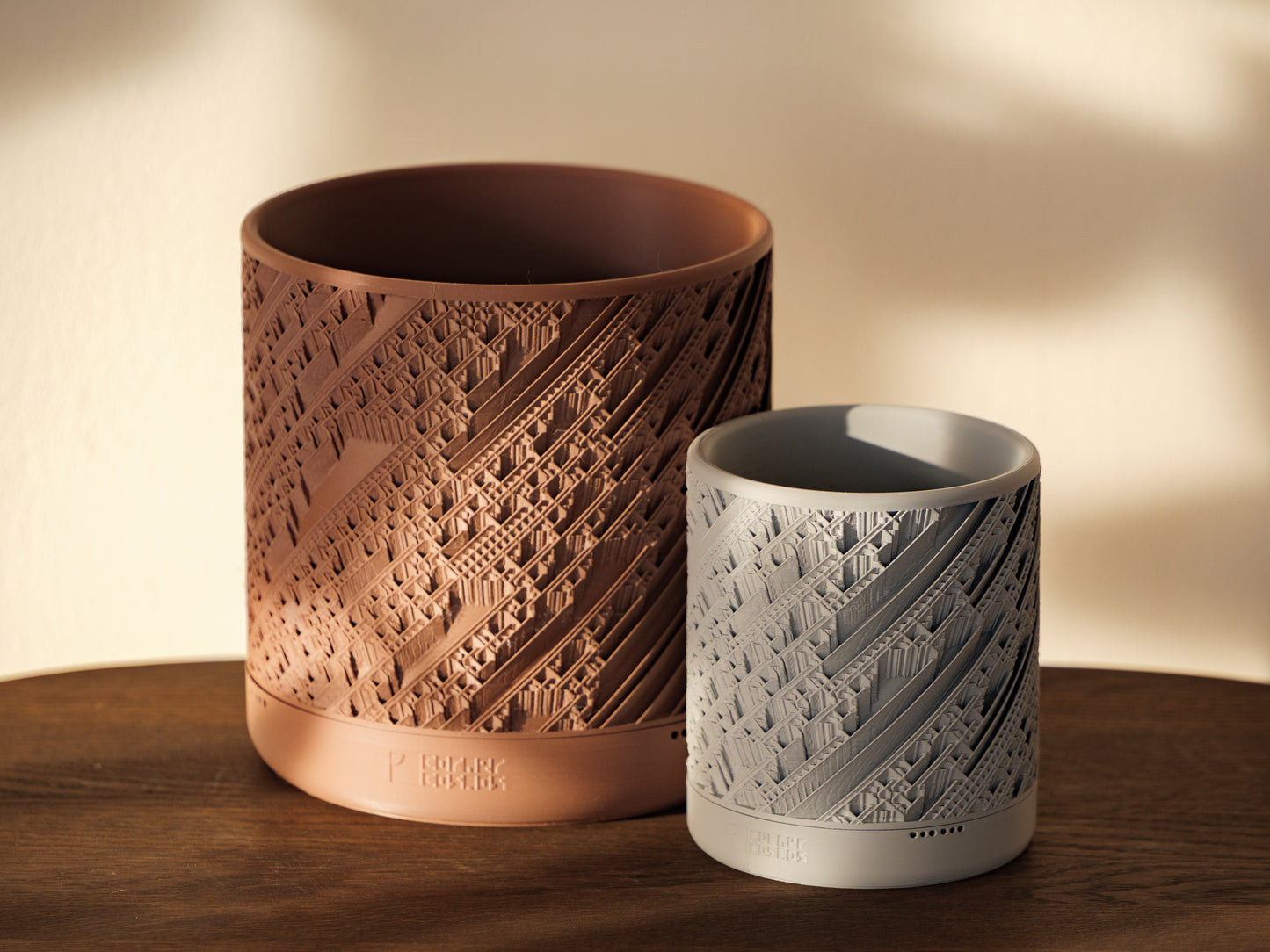 FRACTO Geometric Planter (4” & 7”) | 3D Printed Modern Pot with Drainage and Saucer | Minimalist Sculptural Indoor Plant Pot