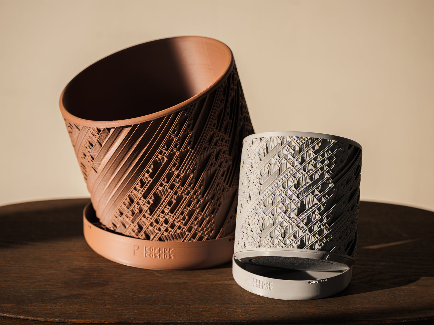 FRACTO Geometric Planter (4” & 7”) | 3D Printed Modern Pot with Drainage and Saucer | Minimalist Sculptural Indoor Plant Pot