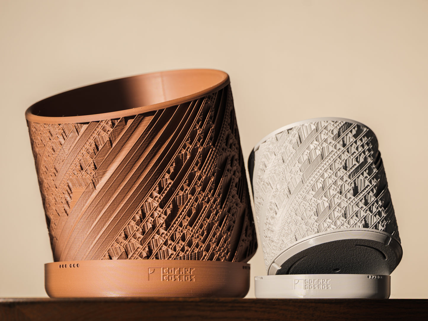 FRACTO Geometric Planter (4” & 7”) | 3D Printed Modern Pot with Drainage and Saucer | Minimalist Sculptural Indoor Plant Pot