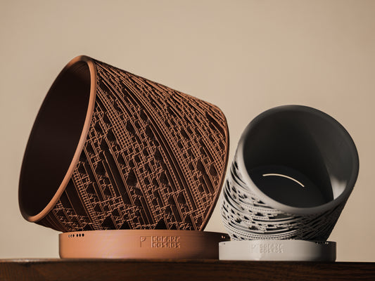 FRACTO Geometric Planter (4” & 7”) | 3D Printed Modern Pot with Drainage and Saucer | Minimalist Sculptural Indoor Plant Pot